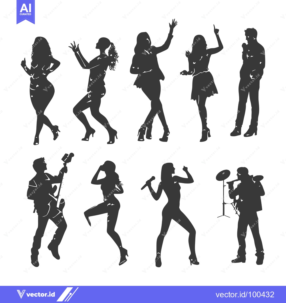 Premium Vector of Silhouettes of a Band Performing on Stage