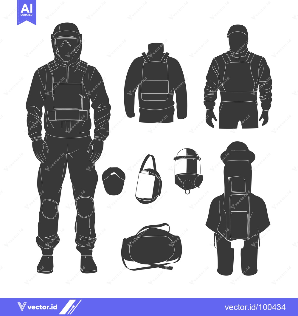 Premium Vector dari Silhouettes of a Bomb Squad Team Member and Their Protective Gear