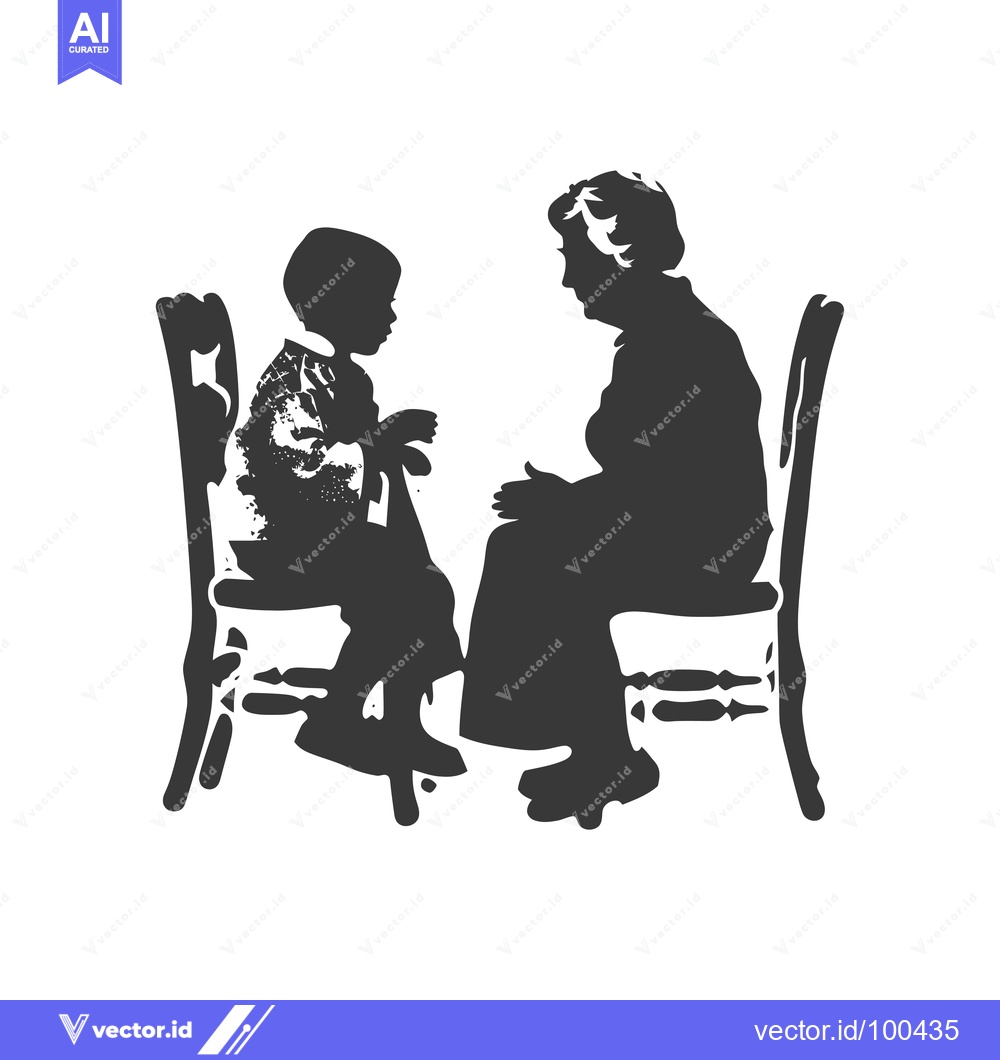 Premium Vector of Silhouettes of a Child and Adult Sitting on Chairs Facing Each Other