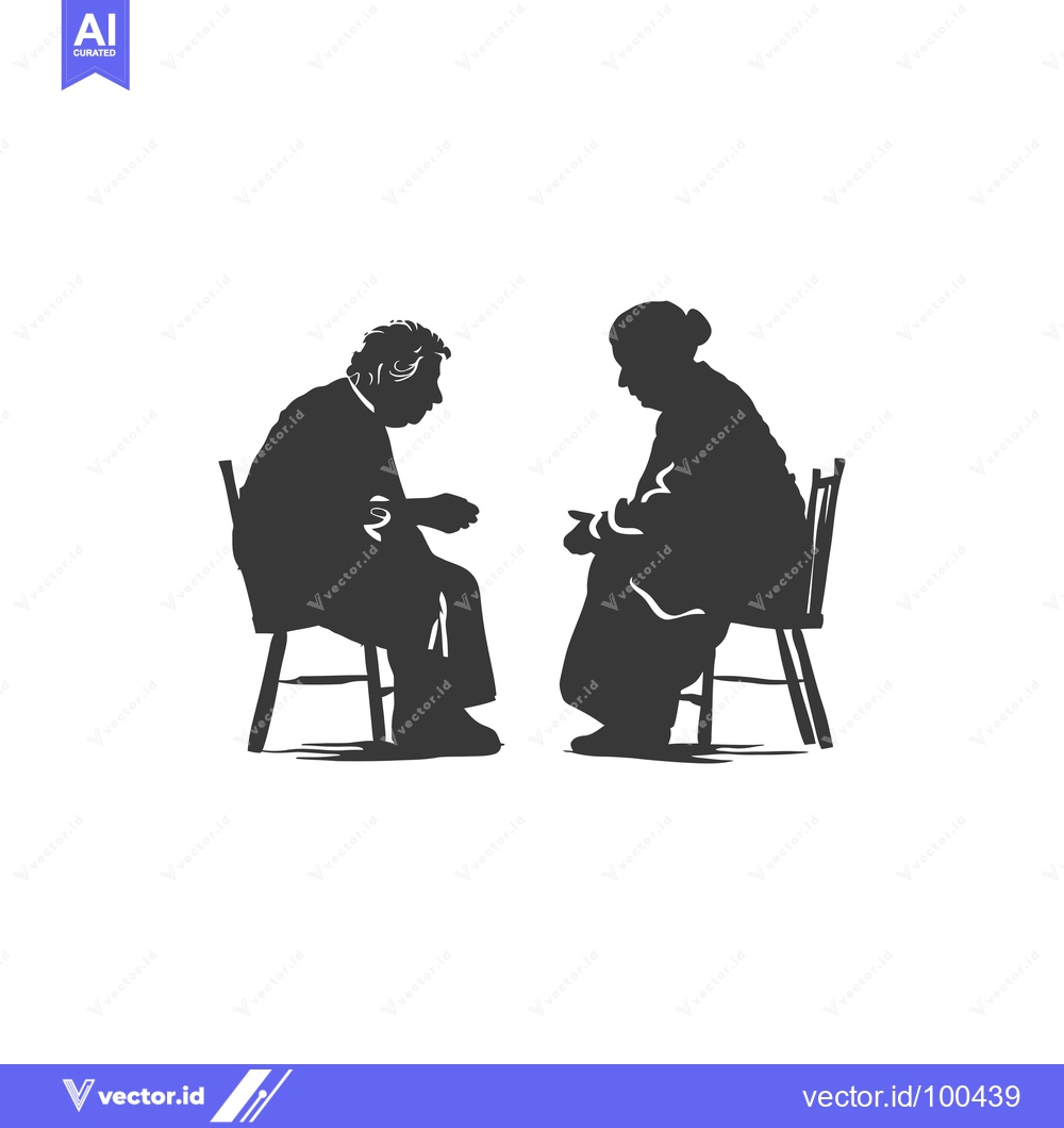 Premium Vector dari Silhouettes of a couple sitting in chairs facing each other
