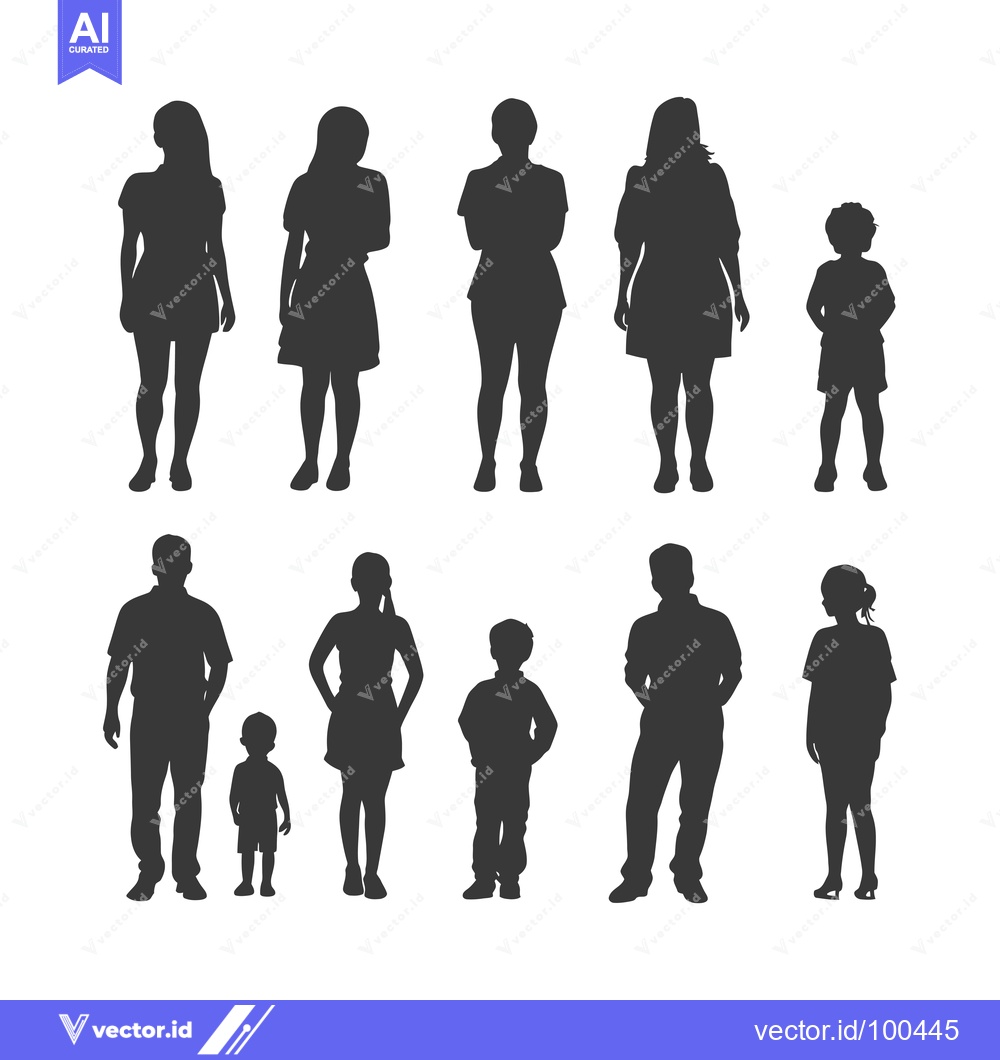 Premium Vector of Silhouettes of a Family Group in Standing Poses