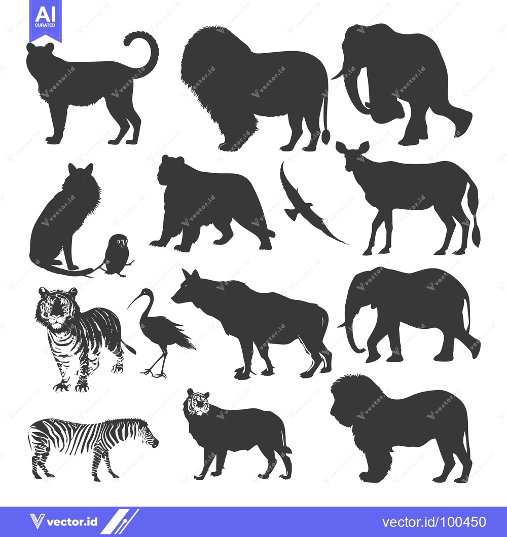 Premium Vector dari Silhouettes of African Wildlife Animals in a White Background