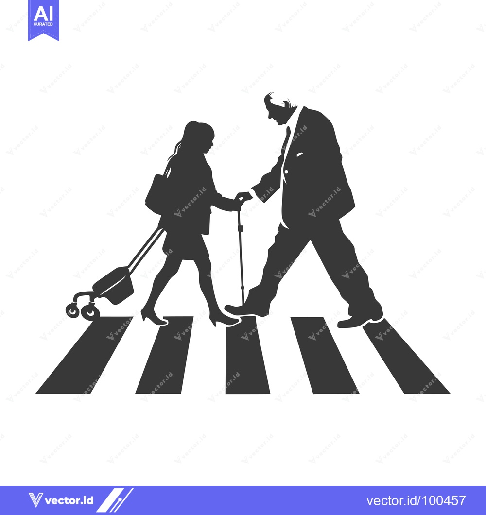 Premium Vector dari Silhouettes of a man and woman crossing a crosswalk