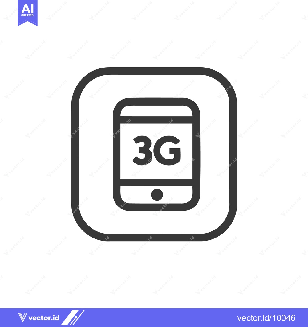 Premium Vector dari Minimalist 3G Mobile Network Icon: Rounded Square Design