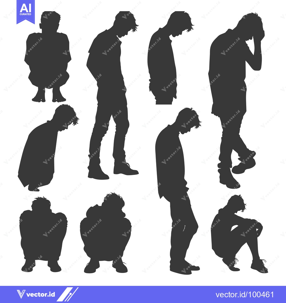 Premium Vector dari Silhouettes of a Man in Various Poses