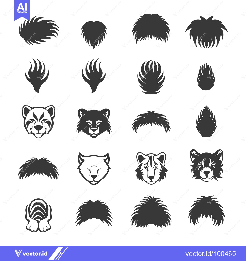 Premium Vector dari Silhouettes of Animal Fur, Paws, and Heads