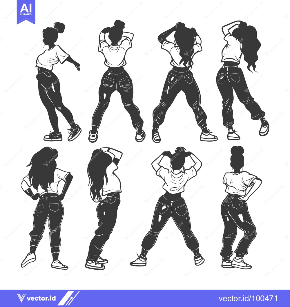 Premium Vector of Silhouettes of a Woman Dancing in Various Poses