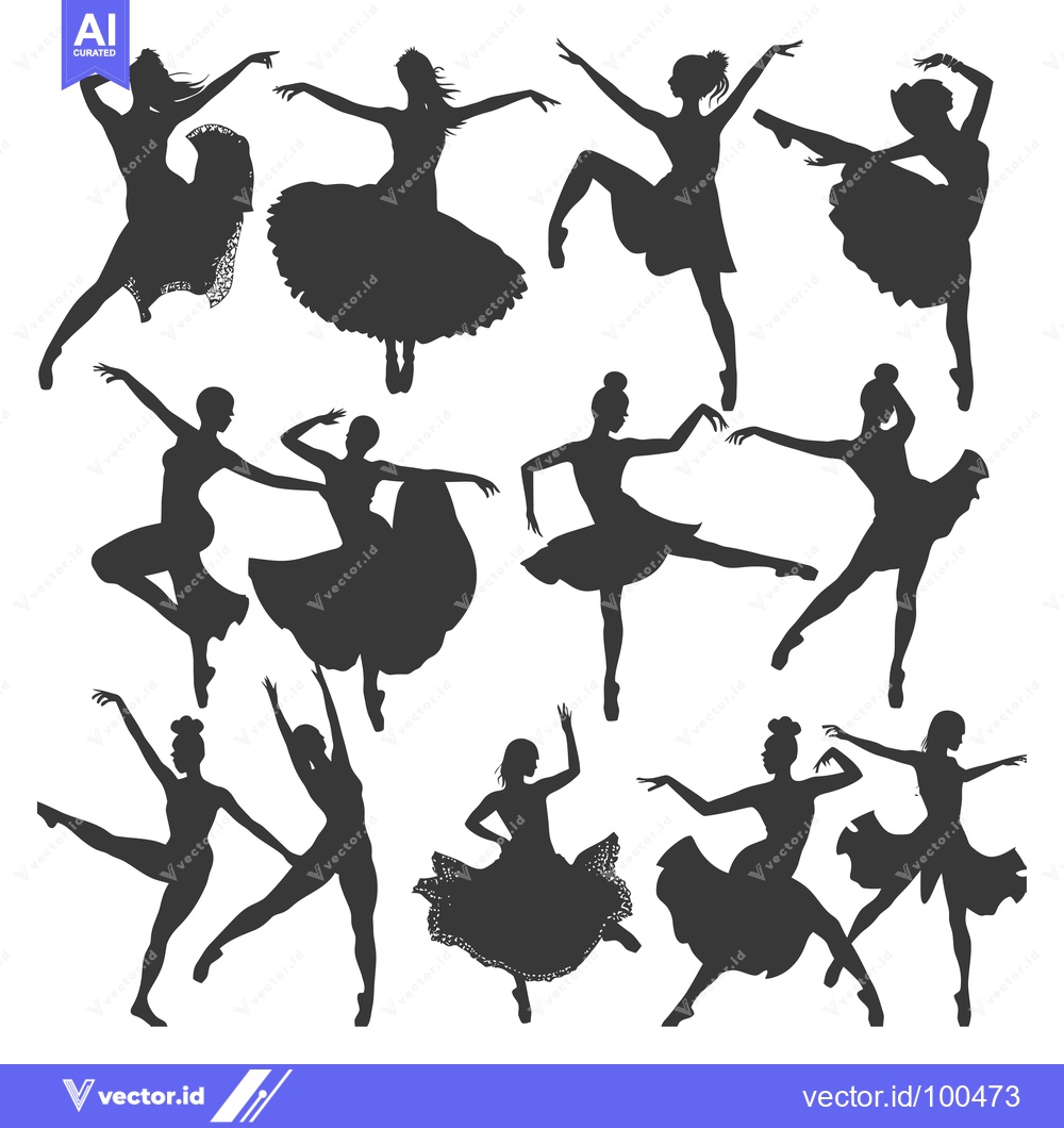 Premium Vector dari Silhouettes of Ballerinas in Various Poses