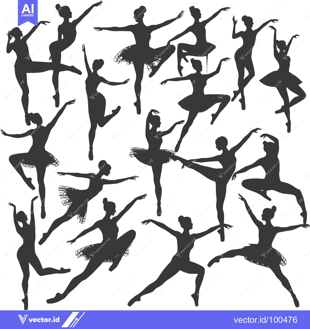 Premium Vector dari Silhouettes of Ballet Dancers in Various Poses