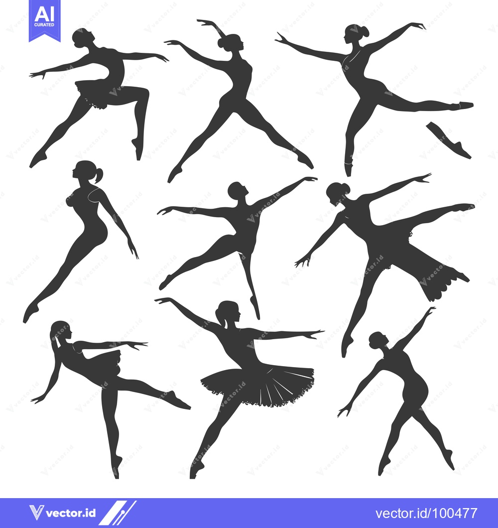 Premium Vector dari Silhouettes of Ballet Dancers in Various Poses