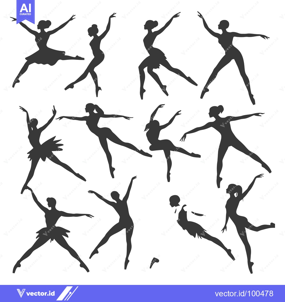 Premium Vector dari Silhouettes of Ballet Dancers in Various Poses