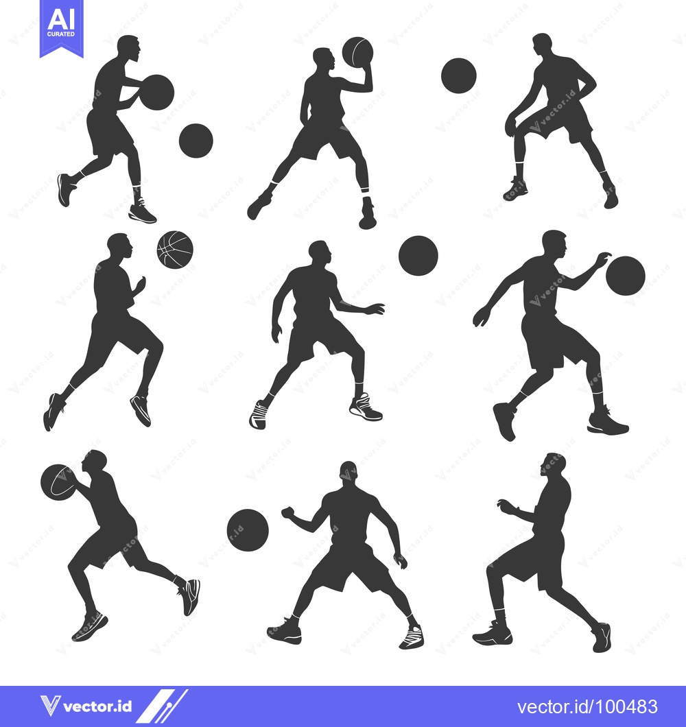 Premium Vector dari Silhouettes of Basketball Players in Different Poses