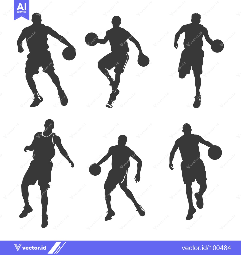 Premium Vector dari Silhouettes of Basketball Players in Different Poses