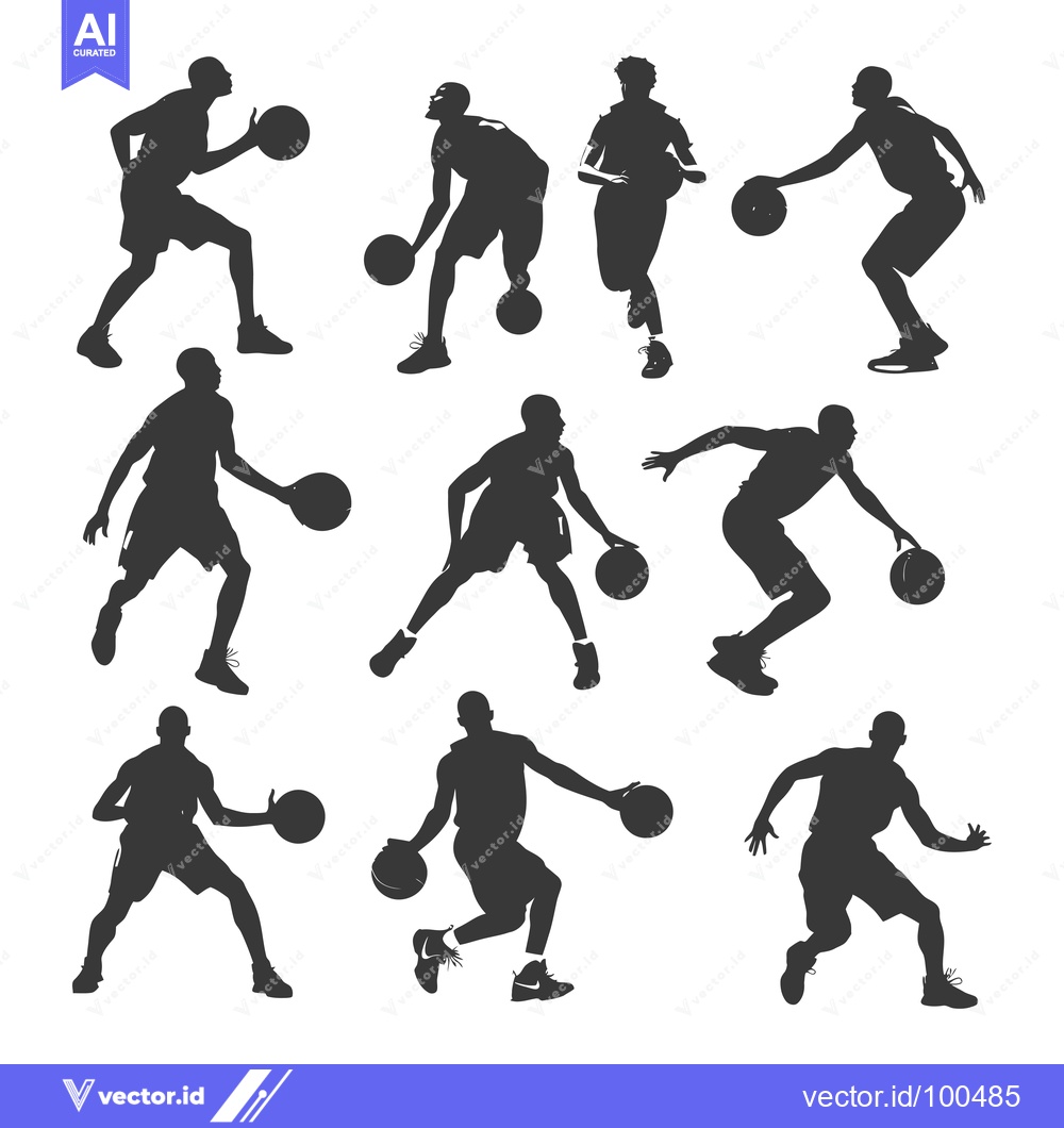 Premium Vector dari Silhouettes of Basketball Players in Various Poses
