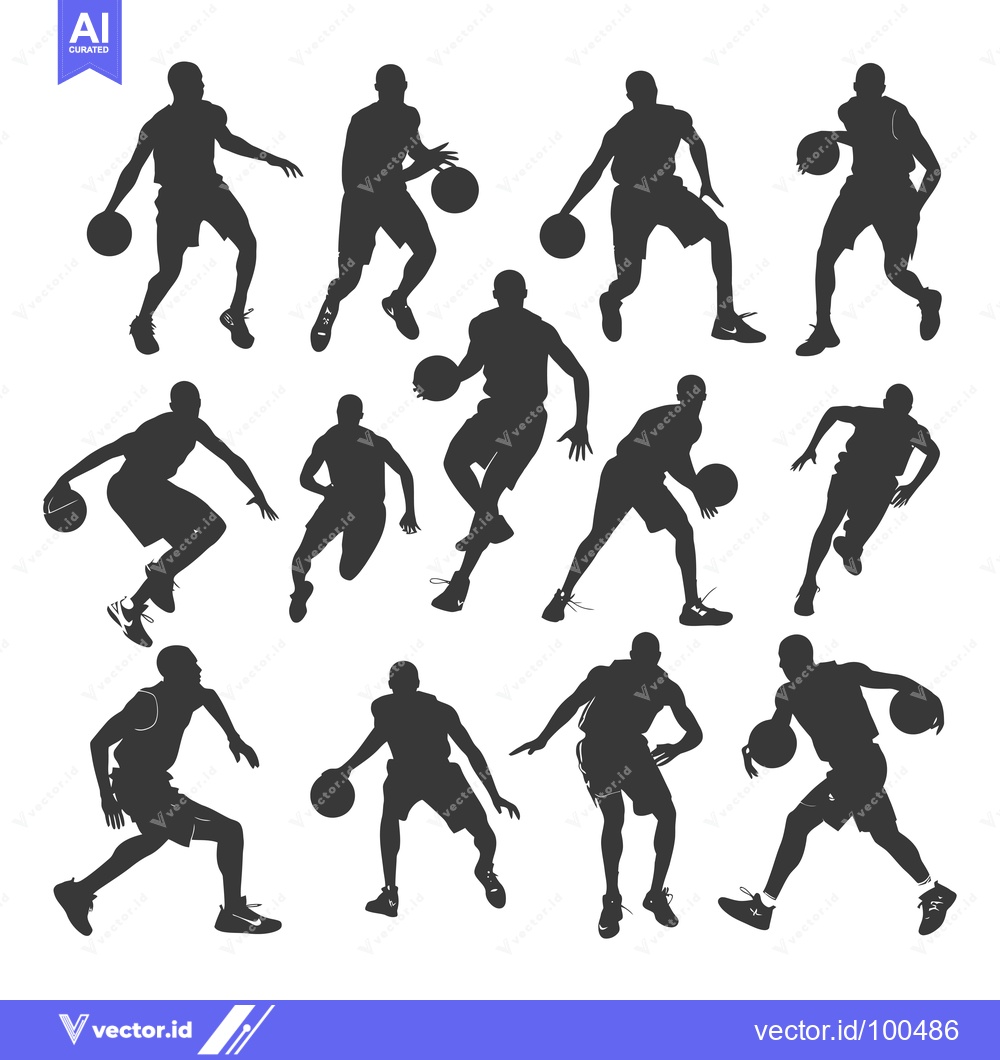 Premium Vector of Silhouettes of Basketball Players in Various Poses