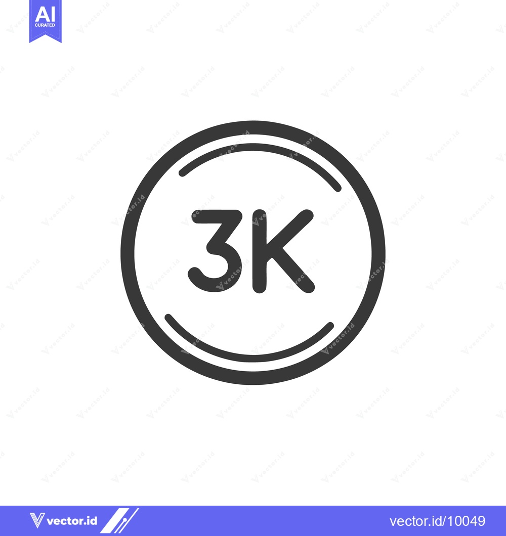 Premium Vector of Minimalist 3K Icon: Clean, Circular Design on White Background