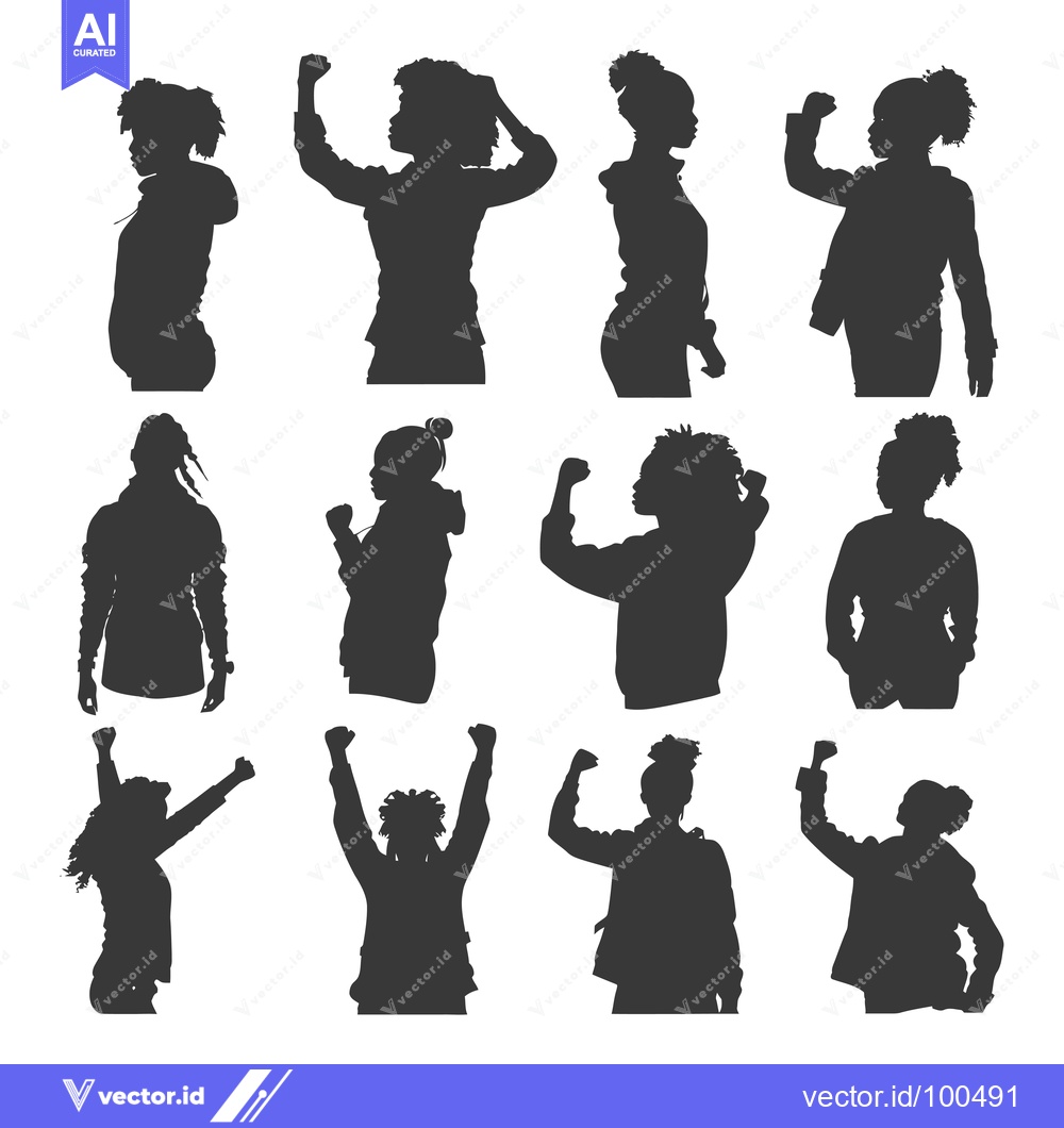 Premium Vector dari Silhouettes of Black Women with Fists Raised in the Air