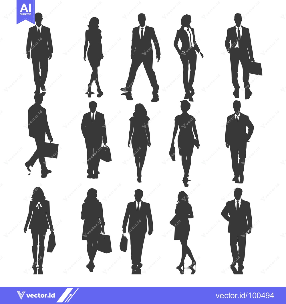 Premium Vector of Silhouettes of Business People in Suits and Dresses