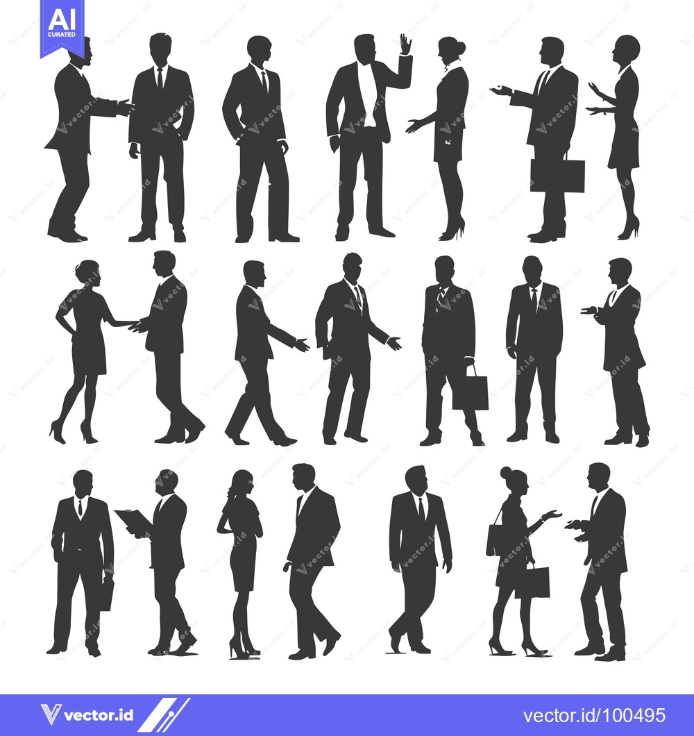 Premium Vector of Silhouettes of Business People in Various Poses and Interactions