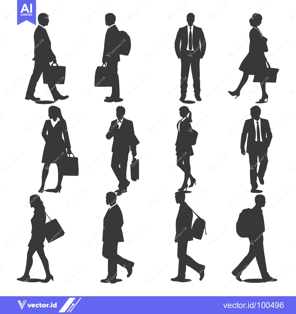 Premium Vector of Silhouettes of Business People Walking and Carrying Briefcases