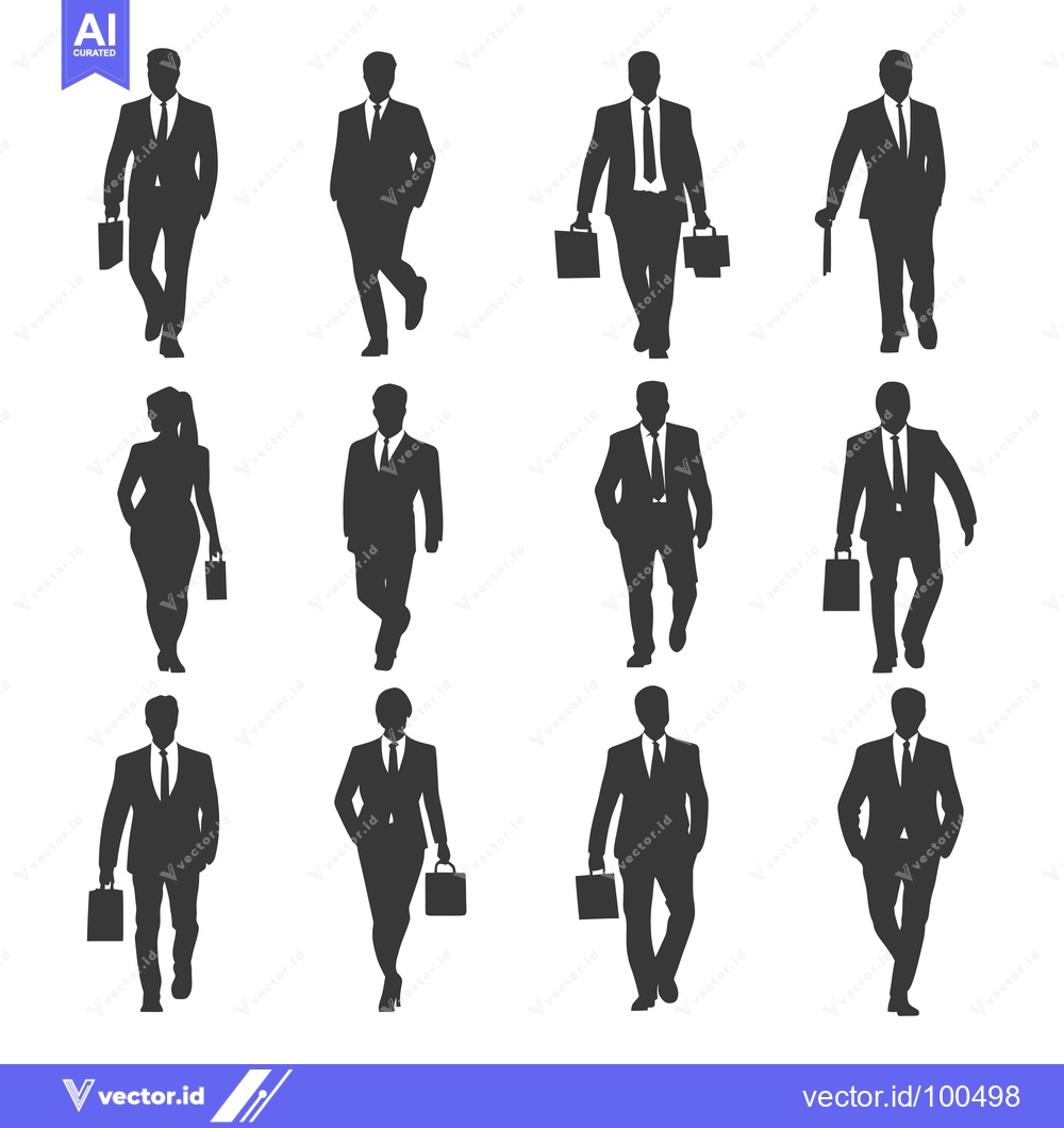 Premium Vector of Silhouettes of Business People Walking with Briefcases
