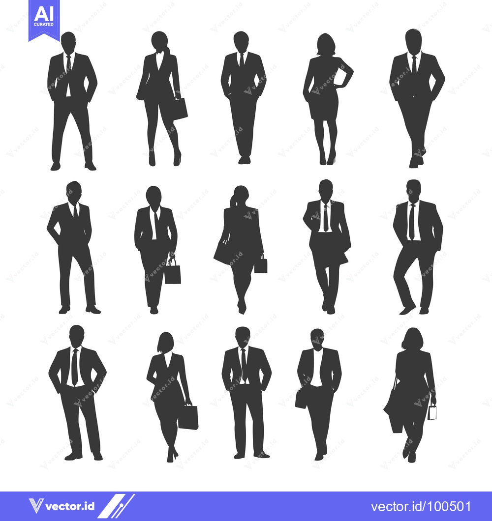 Premium Vector dari Silhouettes of Business Professionals in Suits and Dresses