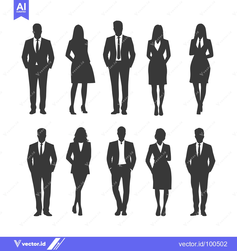 Premium Vector of Silhouettes of Business Professionals in Suits and Dresses