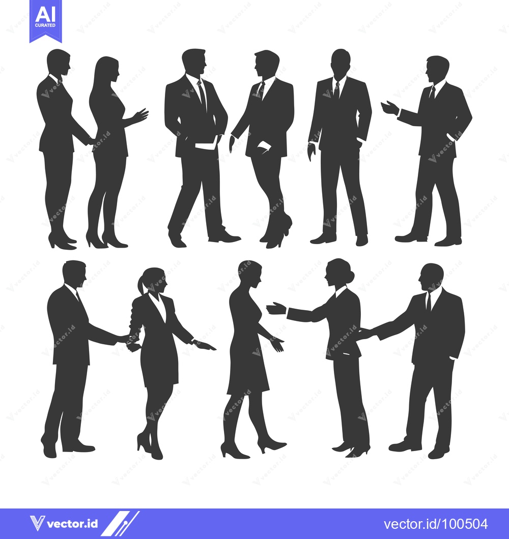 Premium Vector dari Silhouettes of Business Professionals Interacting in Various Poses