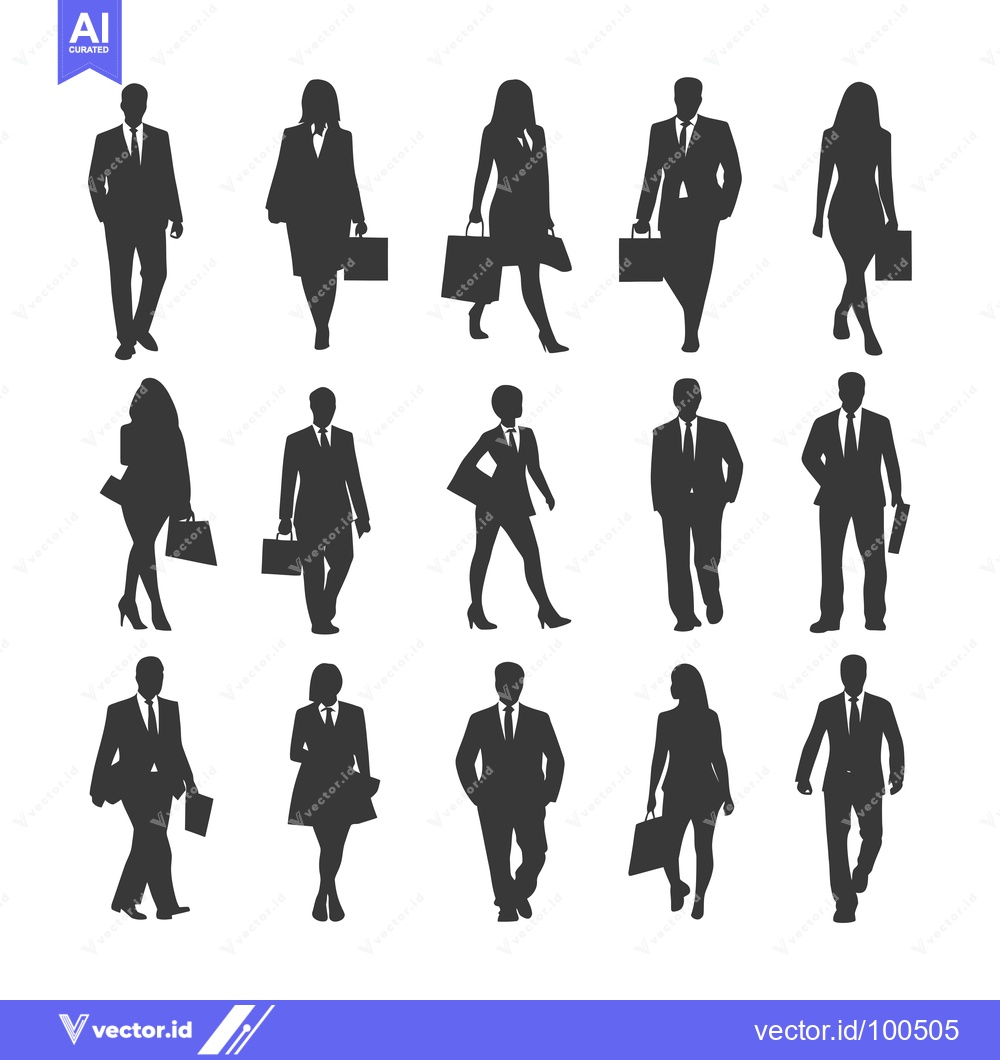 Premium Vector dari Silhouettes of Business Professionals Walking with Briefcases