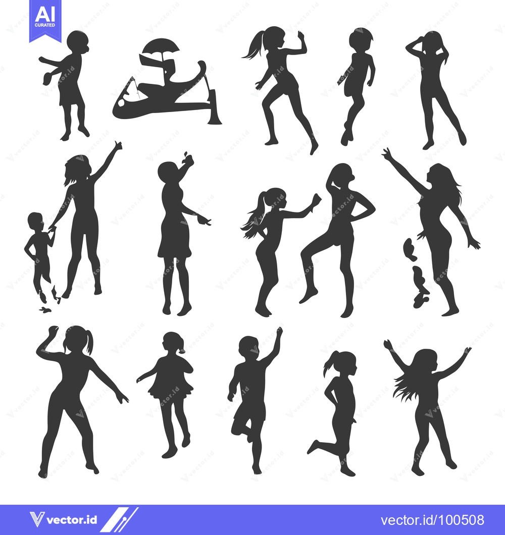 Premium Vector dari Silhouettes of Children and Adults Playing and Having Fun