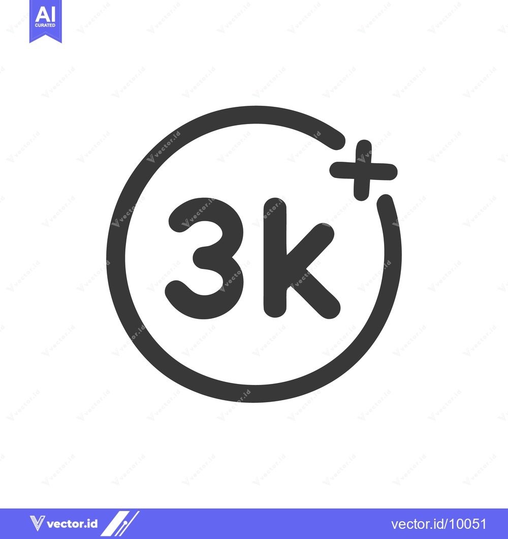 Premium Vector dari 3K Plus Icon: Simple, Bold, Modern Design on White Background.