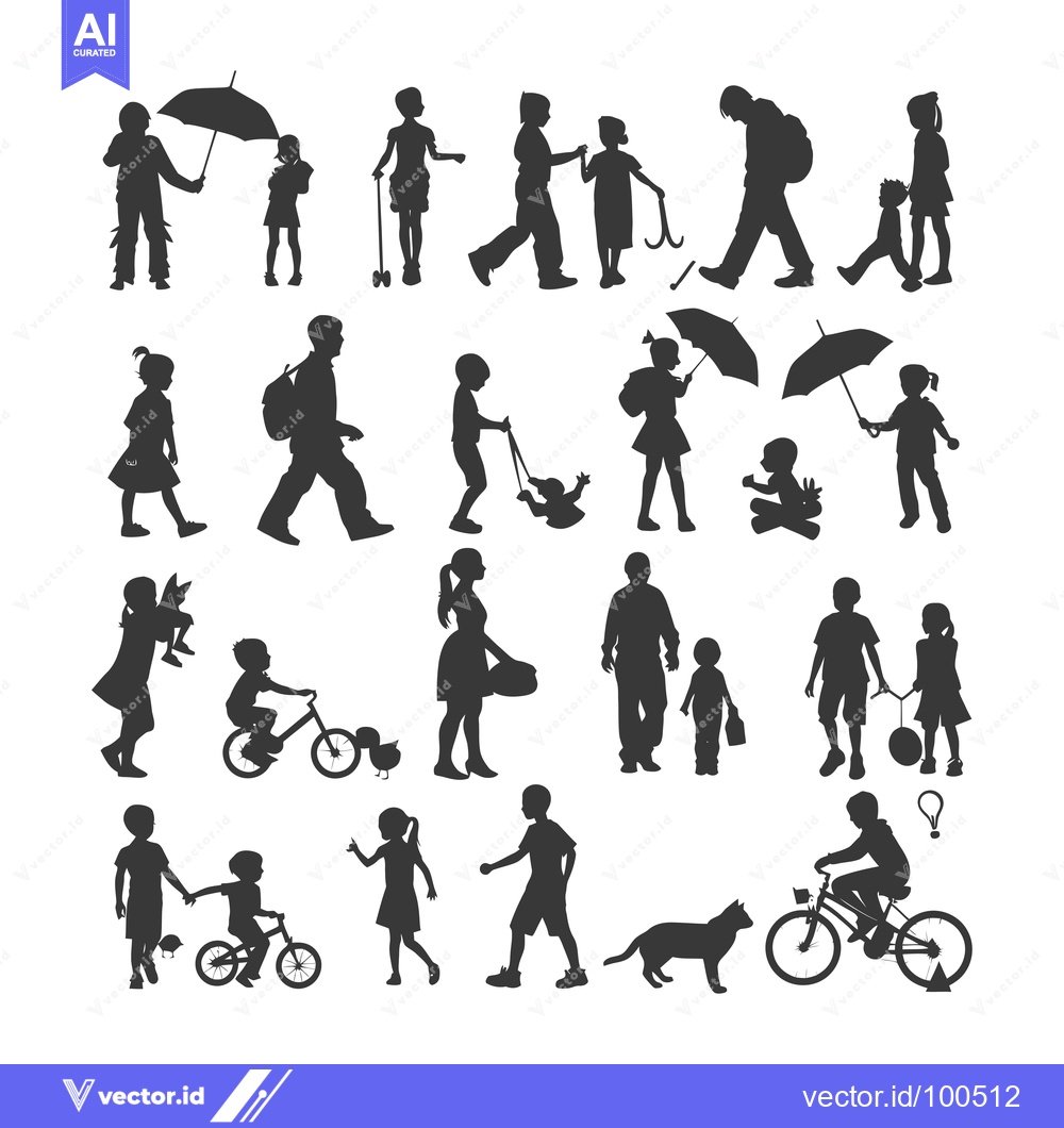 Premium Vector dari Silhouettes of Children Engaging in Various Activities