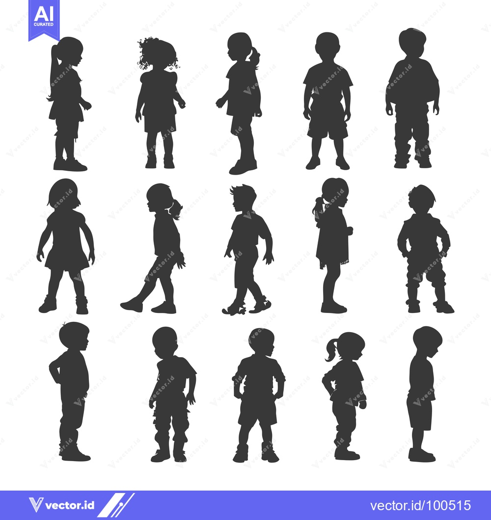 Premium Vector dari Silhouettes of Children in Various Poses