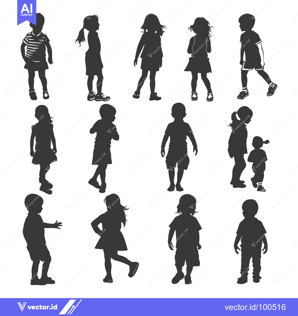 Premium Vector of Silhouettes of Children in Various Poses