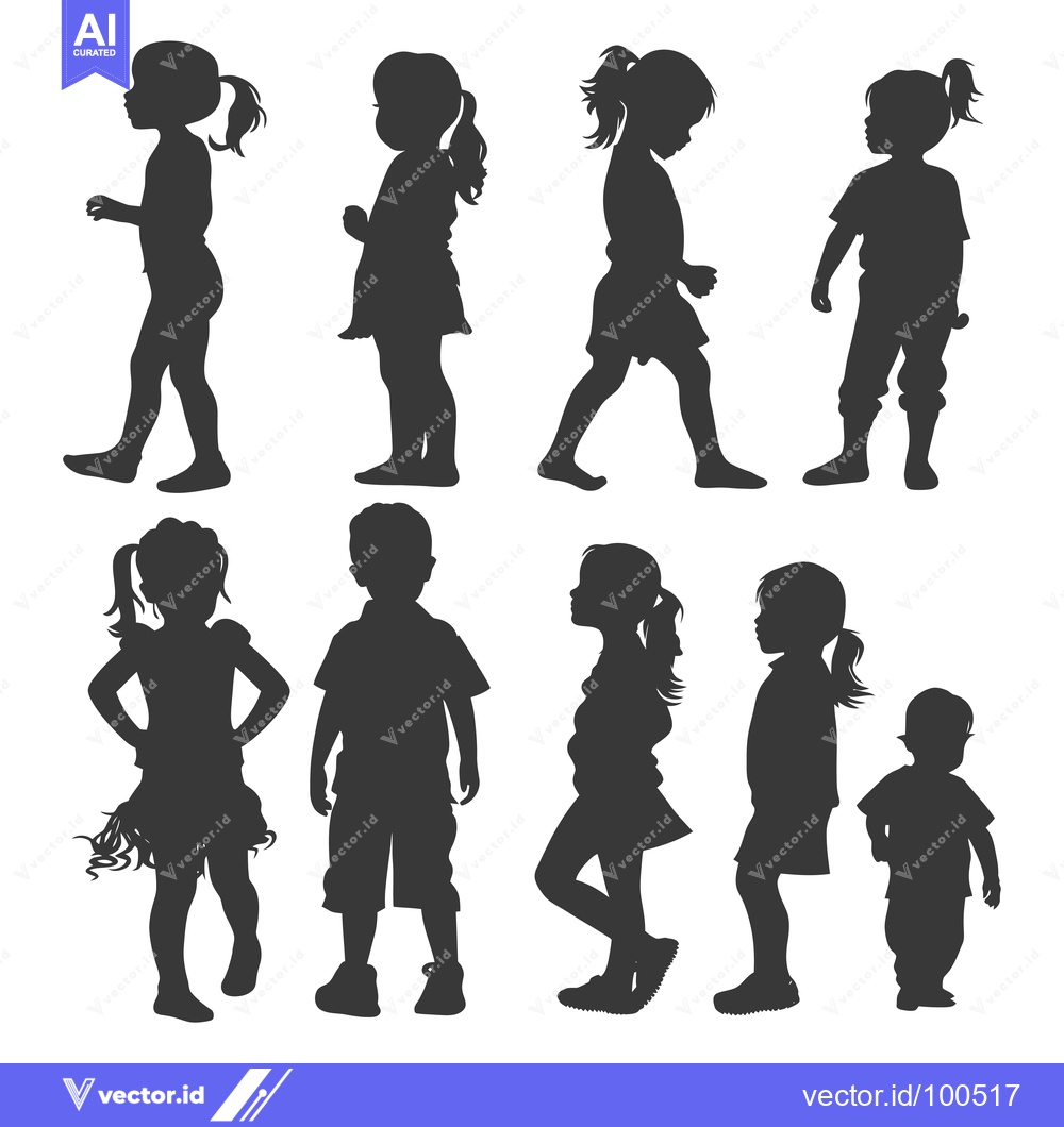 Premium Vector dari Silhouettes of Children in Various Poses