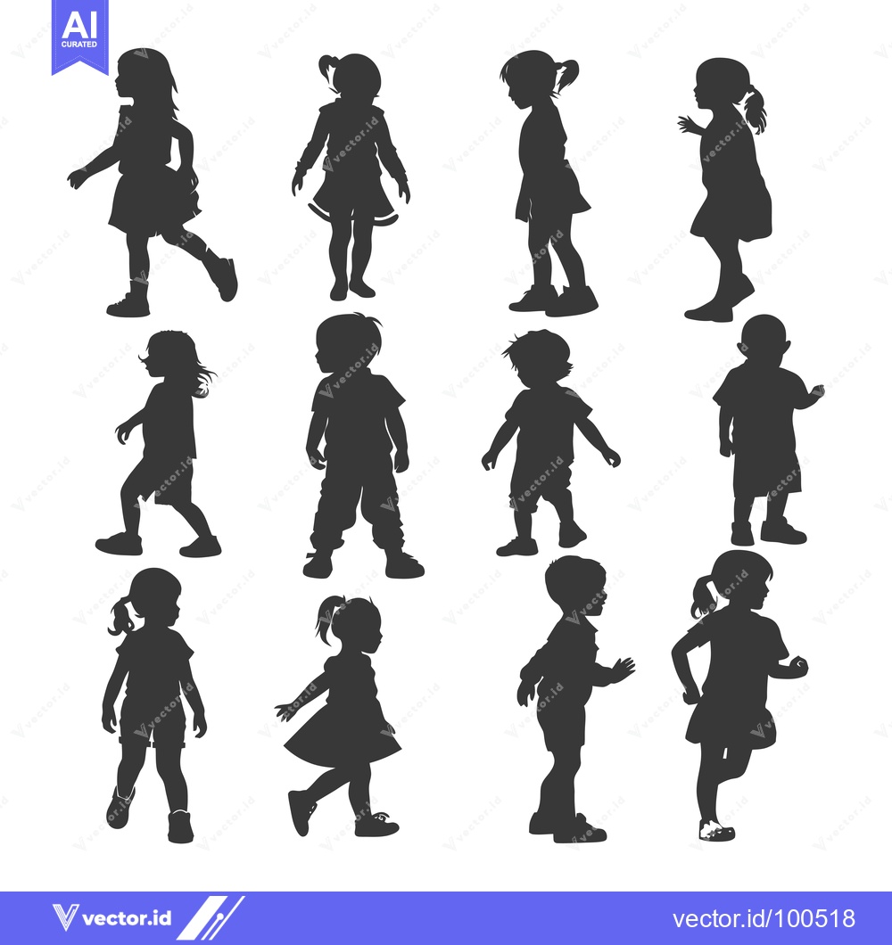 Premium Vector dari Silhouettes of Children in Various Poses