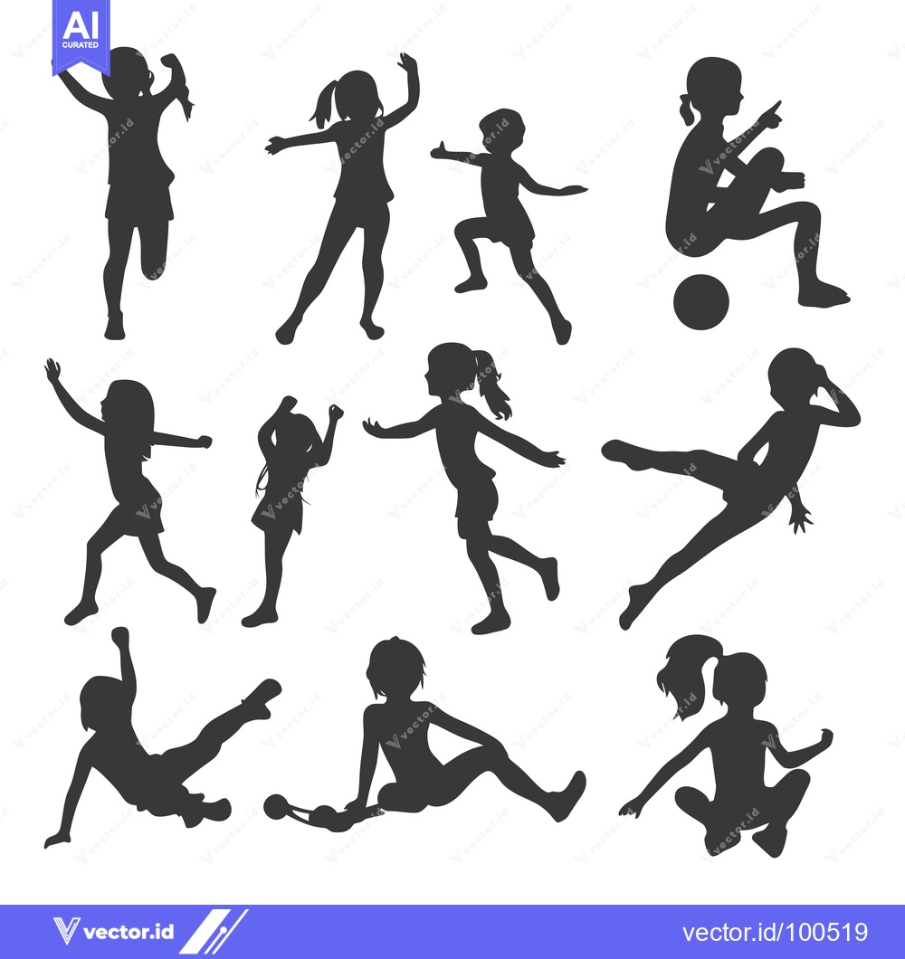 Premium Vector of Silhouettes of Children Playing and Relaxing