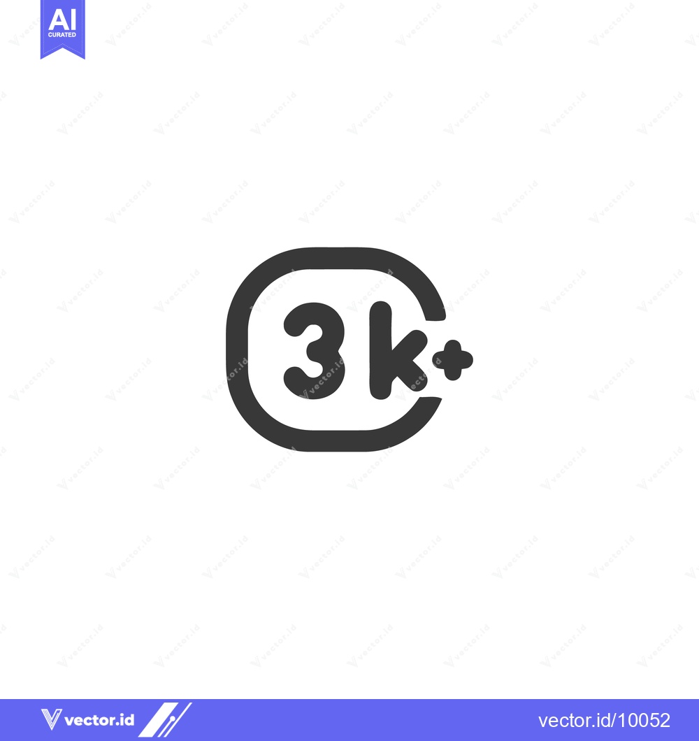 Premium Vector dari Minimalist 3k Plus Icon: Rounded Frame, Clean Design, Modern Symbolism