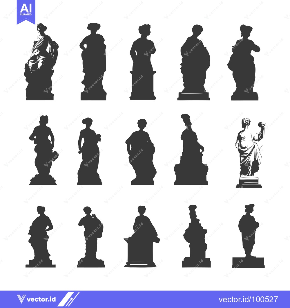 Premium Vector dari Silhouettes of Classical Female Statues in Various Poses