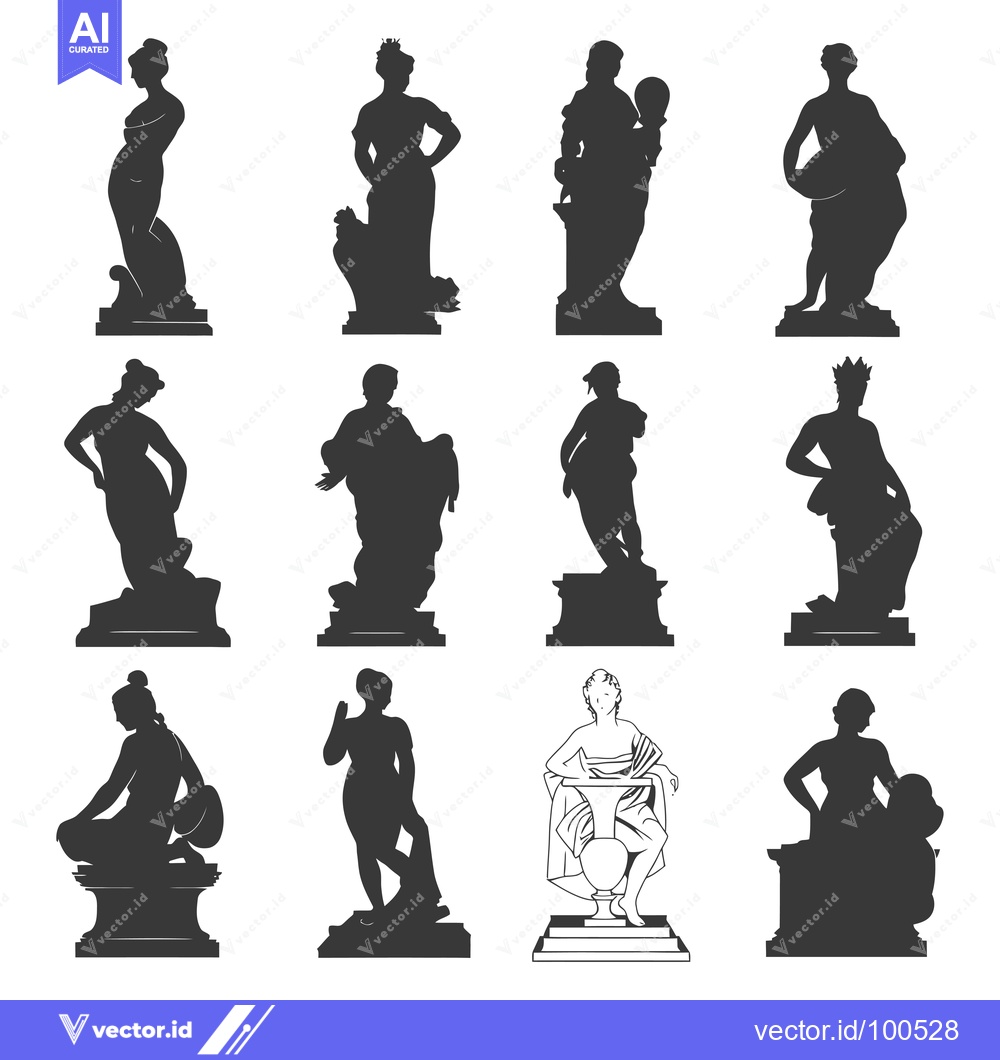 Premium Vector of Silhouettes of Classical Statues in Various Poses