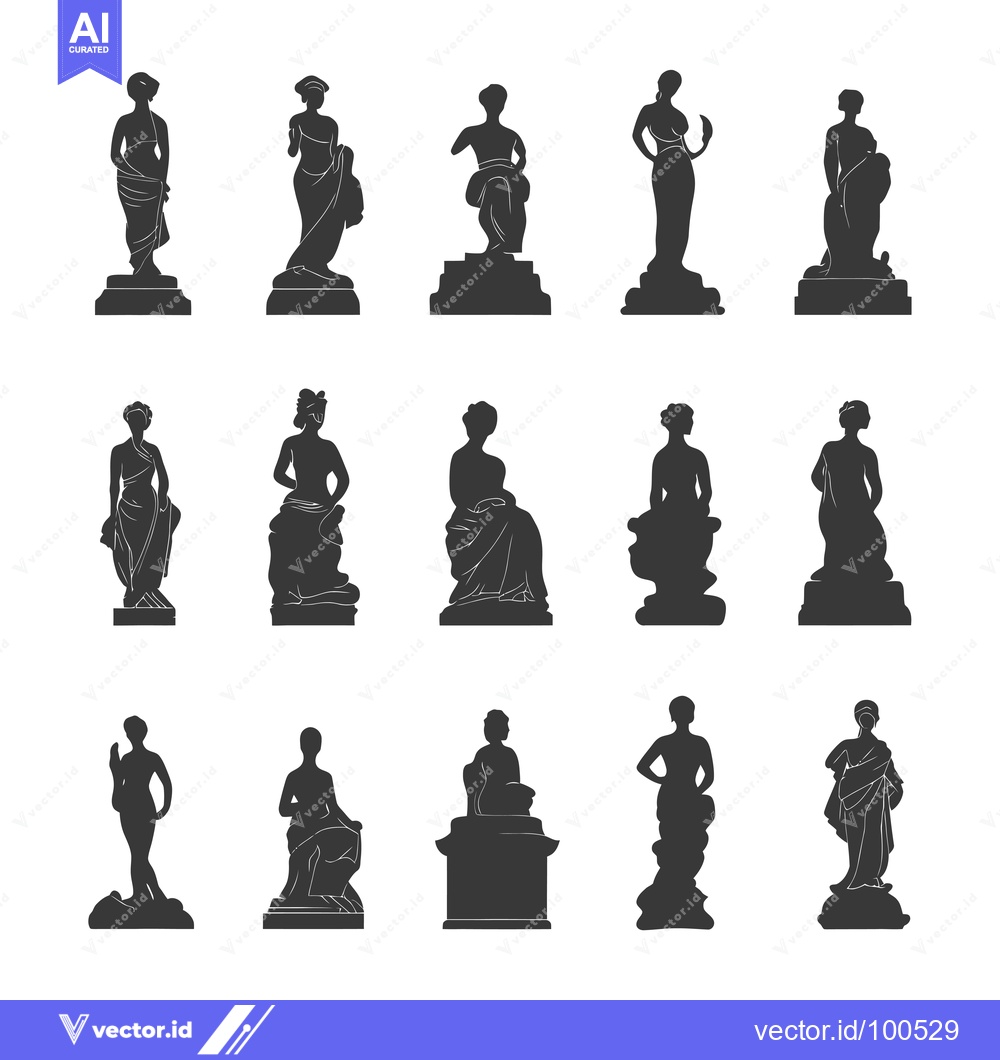 Premium Vector dari Silhouettes of Classic Greek and Roman Statues of Women