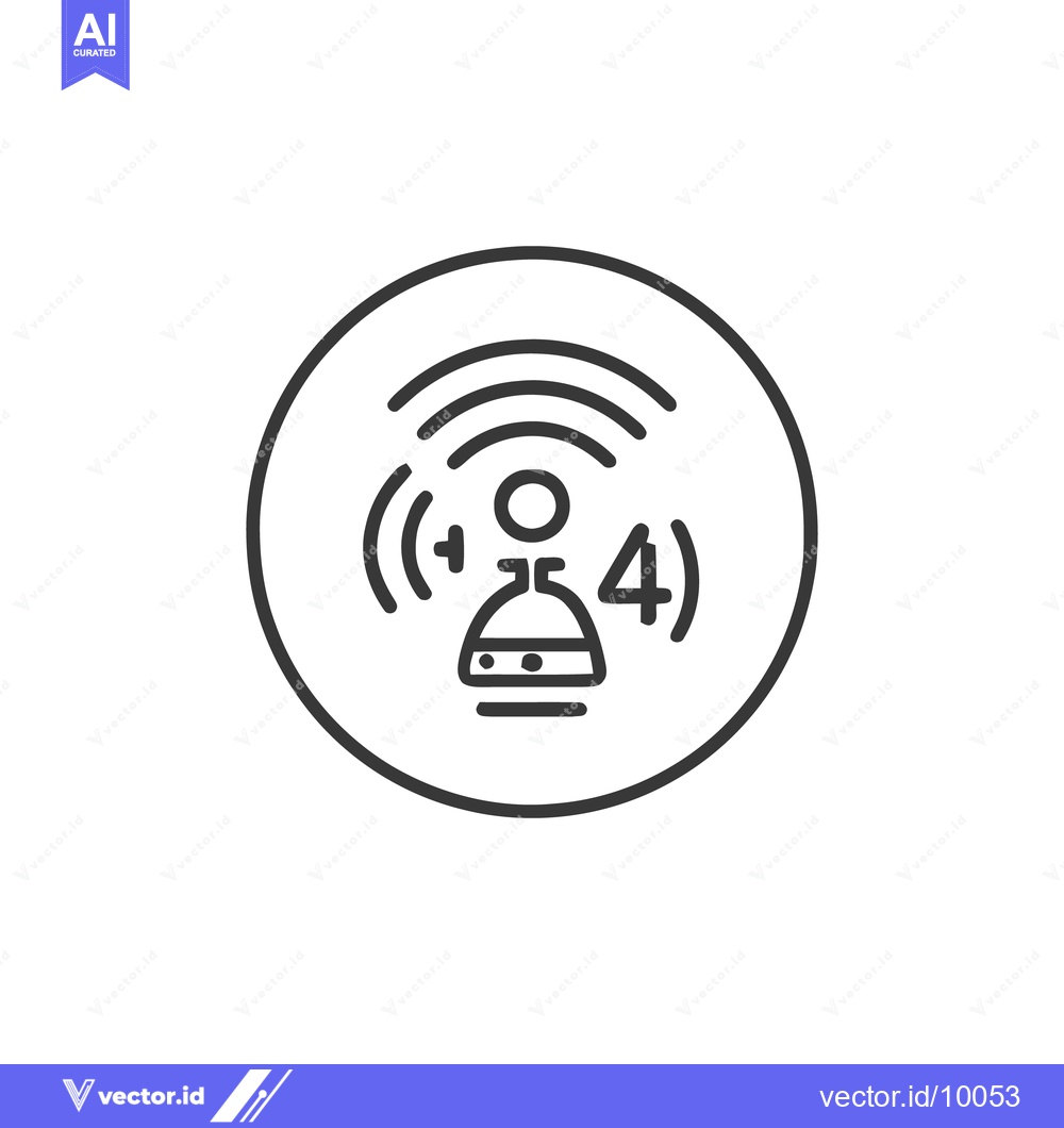 Premium Vector dari Simple Wireless Network Icon with Number Four