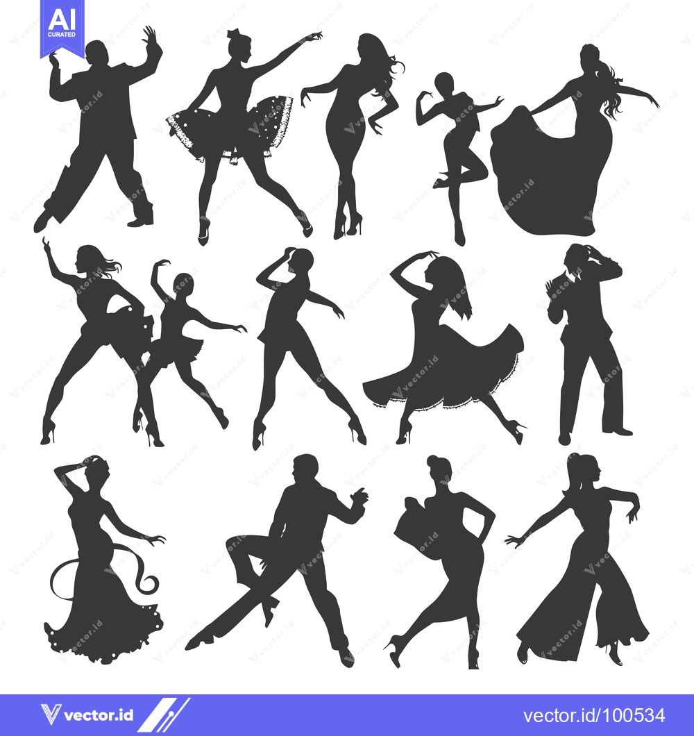 Premium Vector dari Silhouettes of Couples Dancing in Various Poses