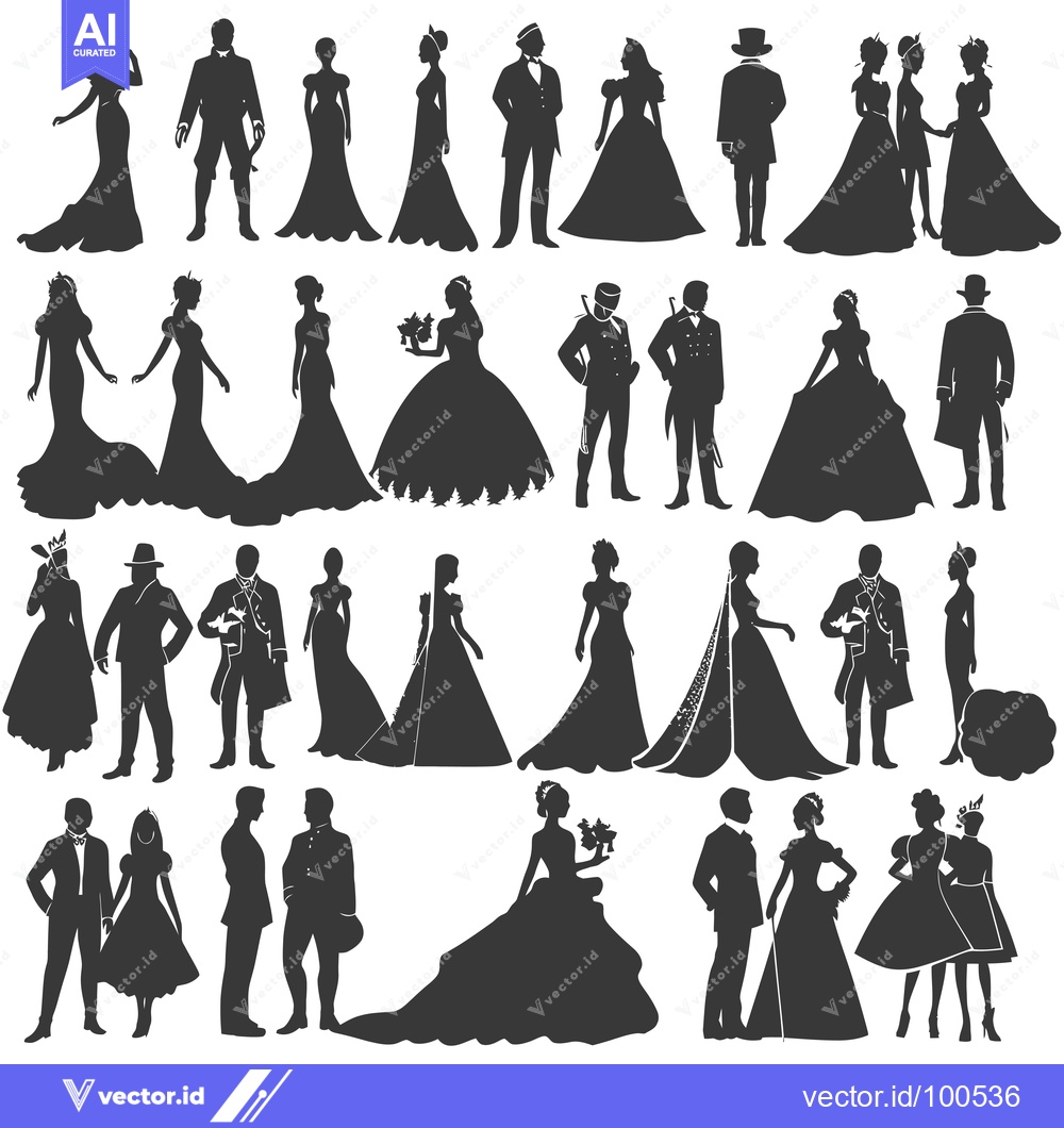 Premium Vector dari Silhouettes of Couples in Formal Attire