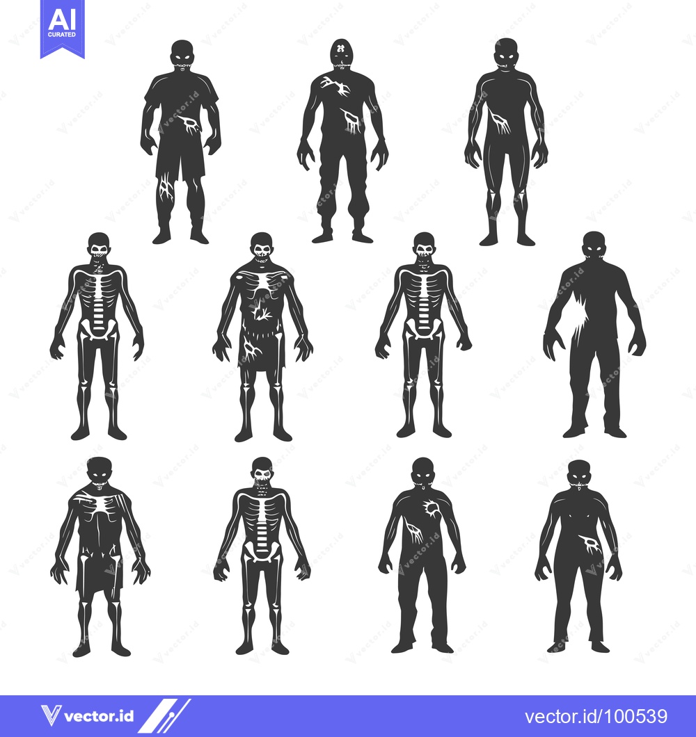 Premium Vector dari Silhouettes of Decomposing Zombies in Various Stages of Decay