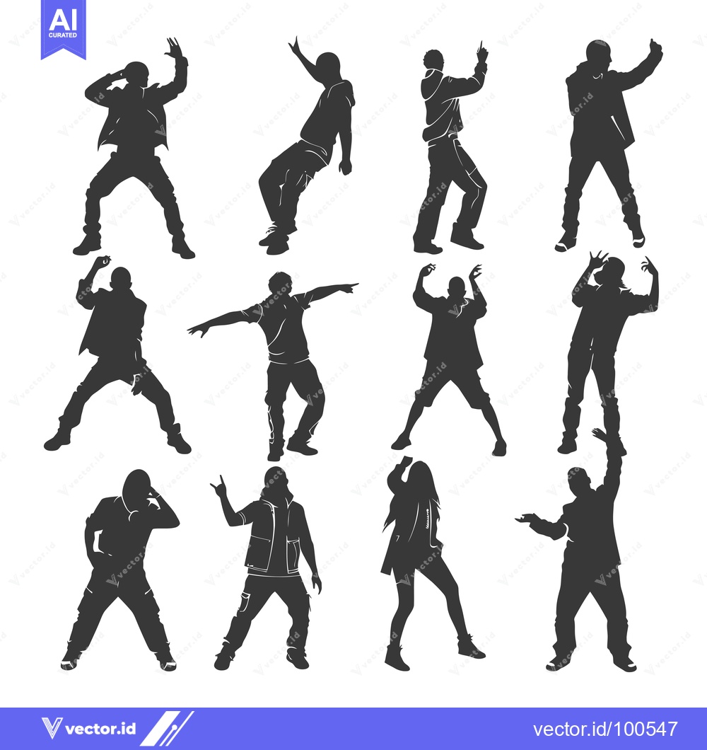 Premium Vector dari Silhouettes of Diverse People in Dynamic Poses