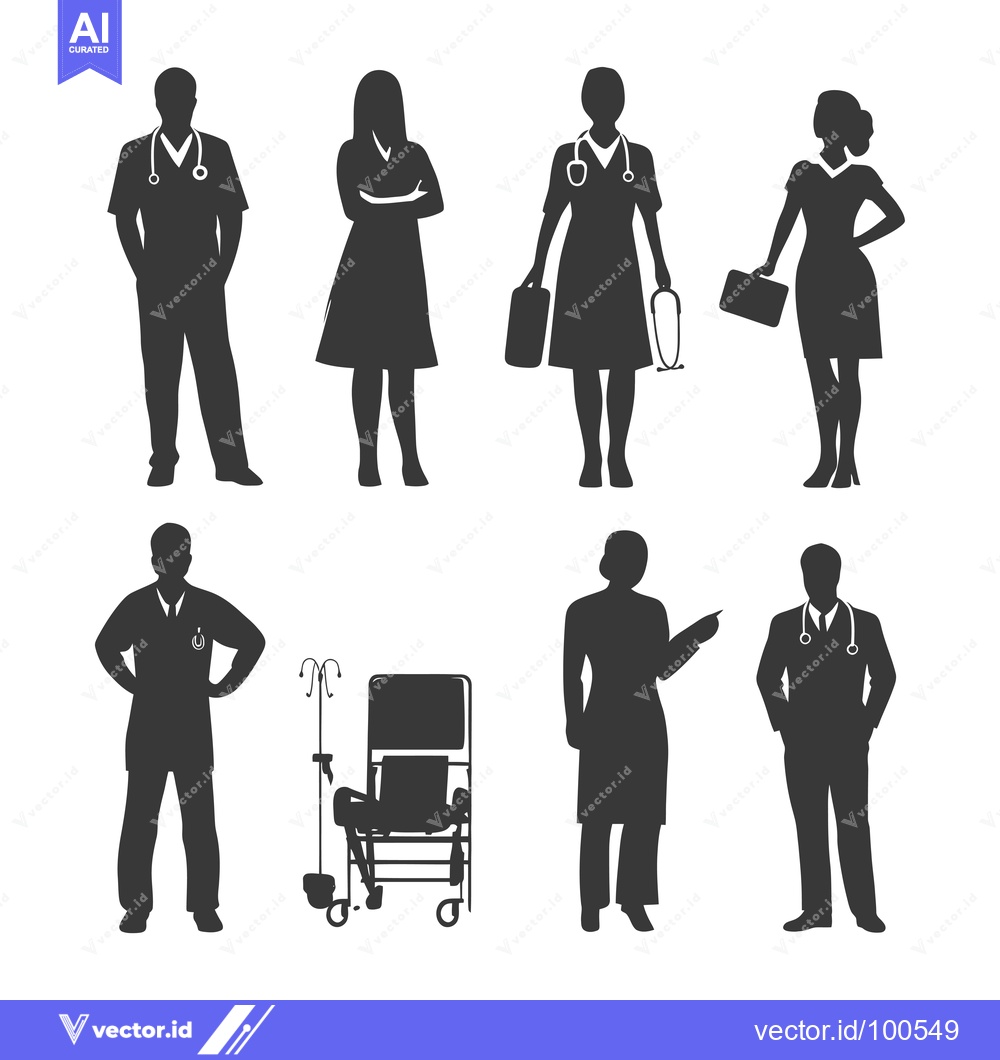 Premium Vector of Silhouettes of Doctors and Nurses in Various Poses