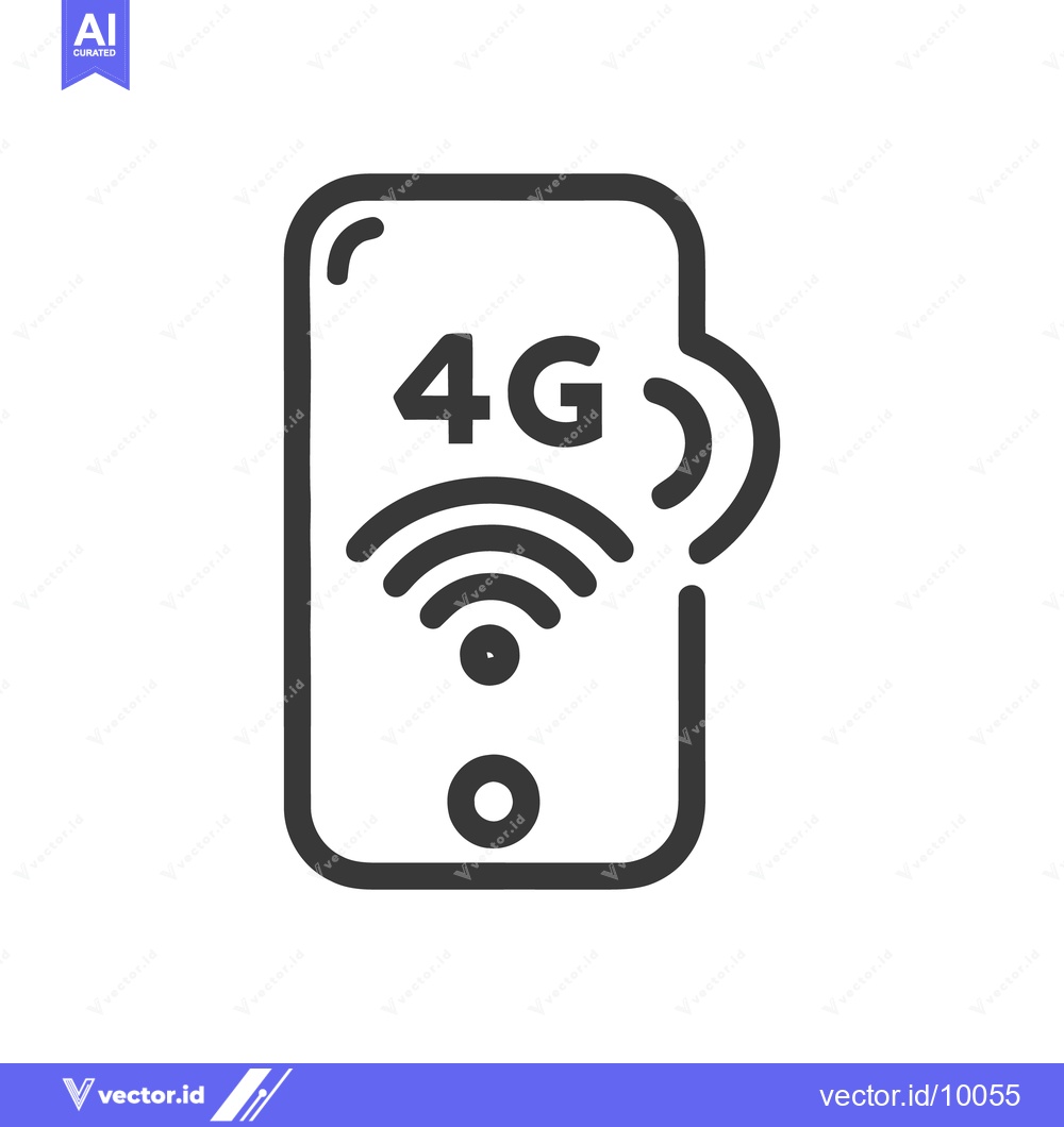 Premium Vector dari Simple Line Art Icon of a Smartphone with 4G Wireless Connection