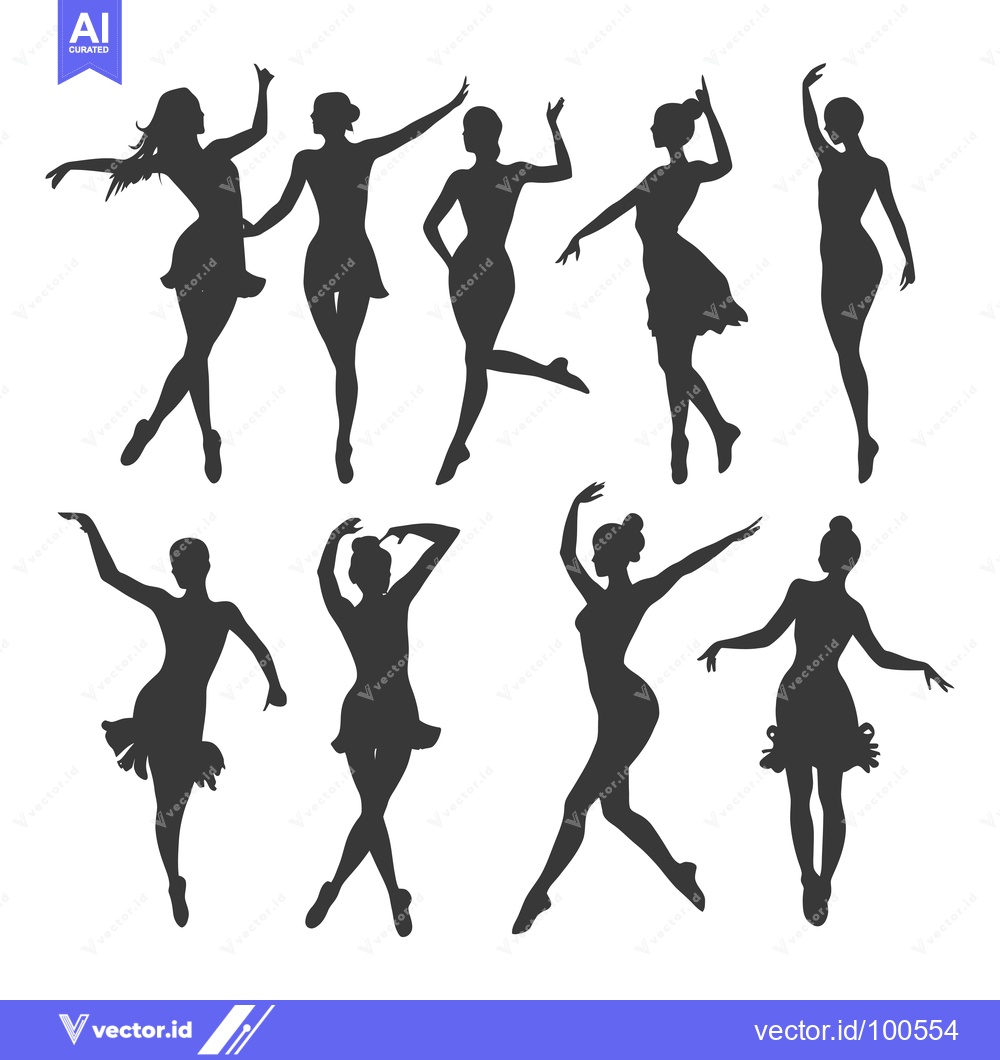 Premium Vector dari Silhouettes of Eight Ballerinas in Various Poses