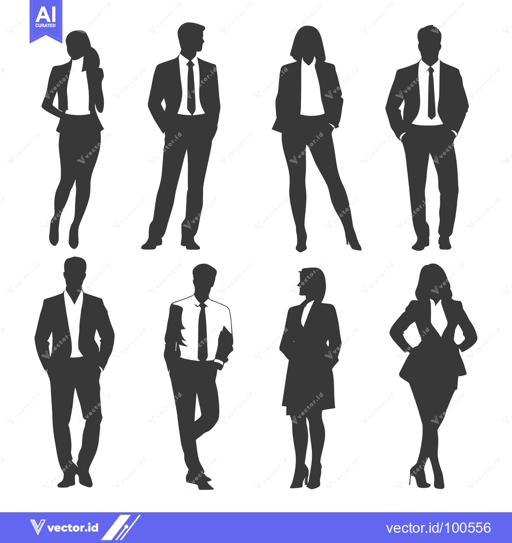 Premium Vector of Silhouettes of Eight Business Professionals in Suits